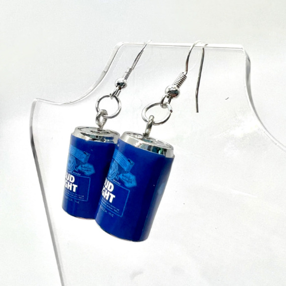 Bud Light Earrings - Beer Can Earrings - Alcohol Drink Earrings - Picture 3 of 10